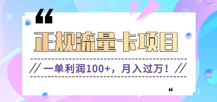正规手机流量卡项目，一单利润100+，月入过万！人人可做(推广技术+正规渠道)-梦凌网创