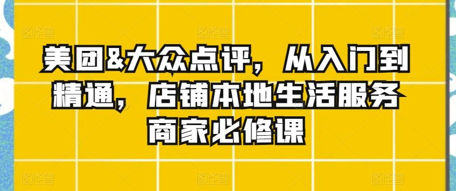美团&大众点评，从入门到精通，店铺本地生活服务商家必修课-梦凌网创