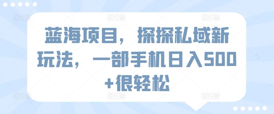 蓝海项目，探探私域新玩法，一部手机日入500+很轻松【揭秘】-薪火元第一资源库