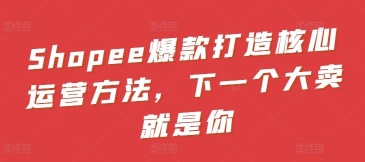 Shopee爆款打造核心运营方法，下一个大卖就是你-薪火元第一资源库