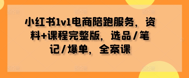 小红书1v1电商陪跑服务，资料+课程完整版，选品/笔记/爆单，全案课-梦凌网创