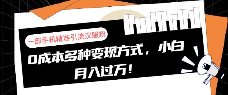 一部手机精准引流汉服粉，0成本多种变现方式，小白月入过万！-梦凌网创