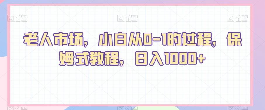 老人市场，小白从0-1的过程，保姆式教程，日入1000+-薪火元第一资源库