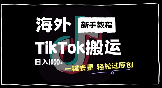 2024最新海外TikTok搬运玩法，一键去重轻松过原创，新手无经验也能日入1k【揭秘】-梦凌网创