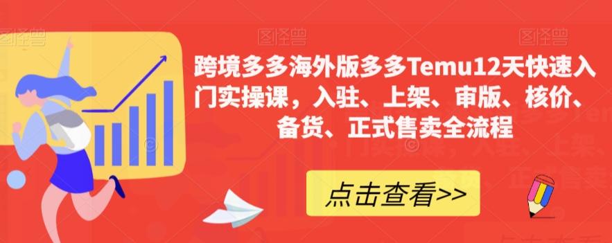跨境多多海外版多多Temu12天快速入门实操课，入驻、上架、审版、核价、备货、正式售卖全流程-梦凌网创