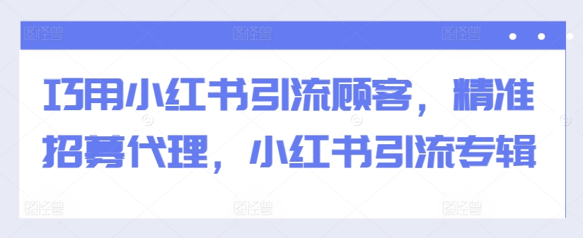巧用小红书引流顾客，精准招募代理，小红书引流专辑-梦凌网创