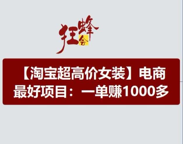 淘宝超高价女装项目，电商最好赛道，一单赚1000多-梦凌网创