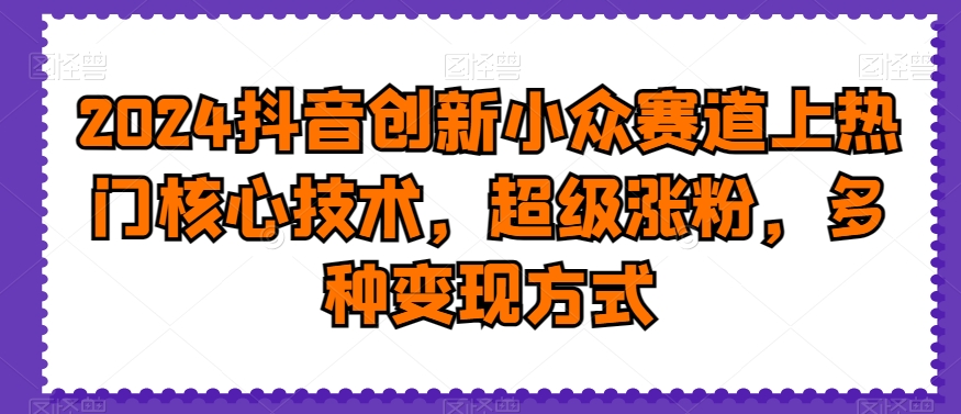 2024抖音创新小众赛道上热门核心技术，超级涨粉，多种变现方式【揭秘】-梦凌网创