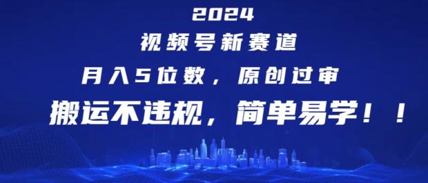 2024视频号新赛道，月入5位数+，原创过审，搬运不违规，简单易学【揭秘】-梦凌网创