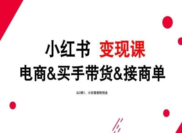 2024年最新小红书变现课，电商&买手带货&接商单，从0到1，小白高效轻创业-梦凌网创