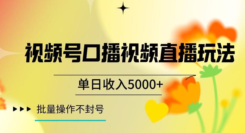视频号囗播视频直播玩法，单日收入5000+，批量操作不封号【揭秘】-梦凌网创
