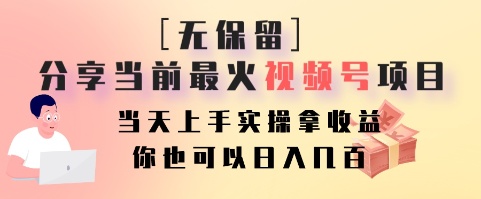 无保留分享当前最火视频号项目，当天上手实操拿收益，你也可以日入几百-梦凌网创