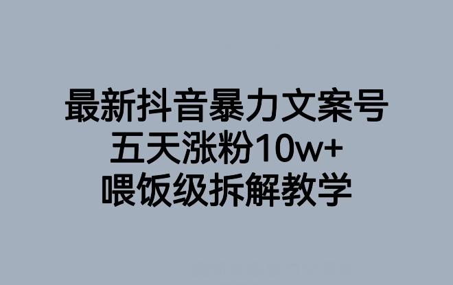 最新抖音暴力文案号，五天涨粉10w+，喂饭级拆解教学-梦凌网创
