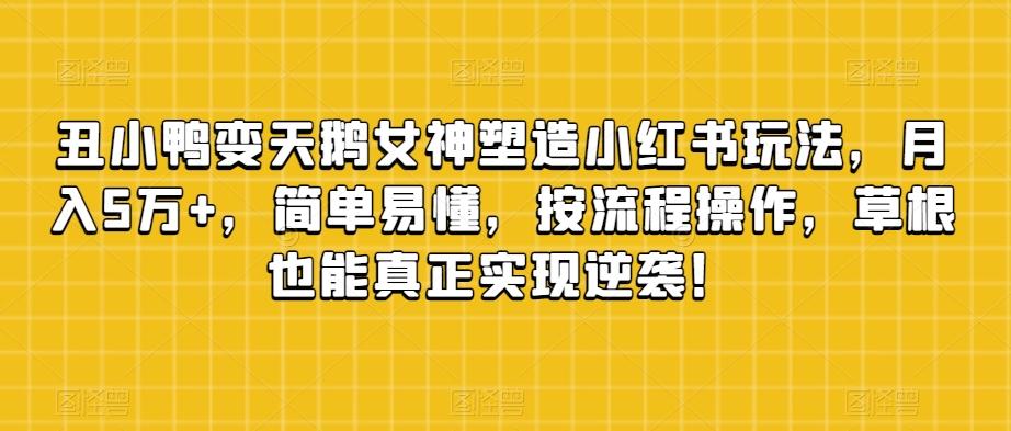 丑小鸭变天鹅女神塑造小红书玩法，月入5万+，简单易懂，按流程操作，草根也能真正实现逆袭！-梦凌网创