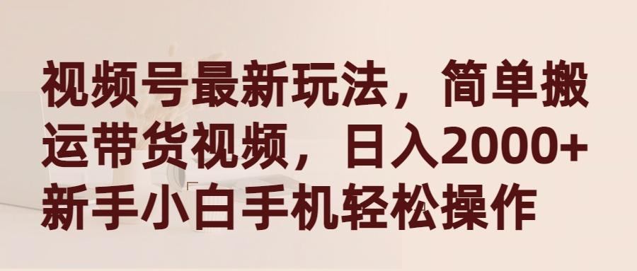 (9486期)视频号最新玩法，简单搬运带货视频，日入2000+，新手小白手机轻松操作-梦凌网创