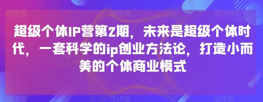 超级个体IP营第2期，未来是超级个体时代，一套科学的ip创业方法论，打造小而美的个体商业模式-梦凌网创