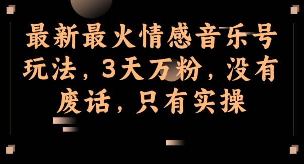 最新最火情感音乐号玩法，3天万粉，没有废话，只有实操-梦凌网创