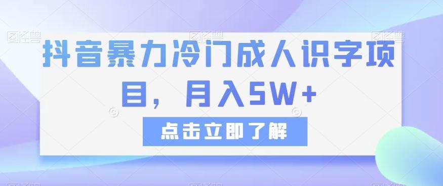 抖音暴力冷门成人识字项目，月入5W+【揭秘】-梦凌网创