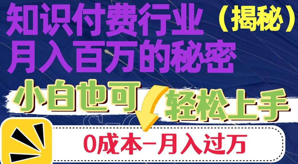 揭秘知识付费行业月入百万的秘密，小白也可轻松上手，月入过万-梦凌网创