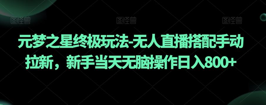 元梦之星终极玩法-无人直播搭配手动拉新，新手当天无脑操作日入800+【揭秘】-梦凌网创