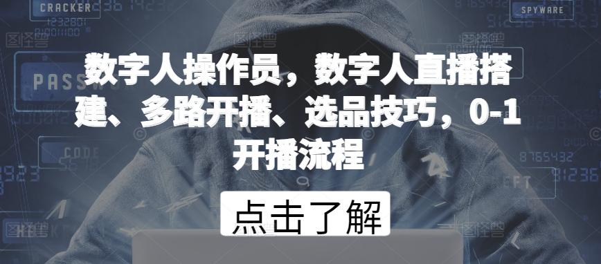 数字人操作员，数字人直播搭建、多路开播、选品技巧，0-1开播流程-梦凌网创