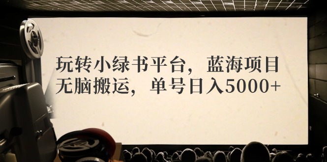 玩转小绿书平台，蓝海项目，无脑搬运，单号日入5000+-梦凌网创