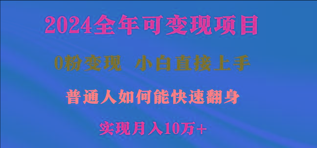 2024全年可变现项目，一天收益至少2000+，小白上手快，普通人就要利用互…-梦凌网创