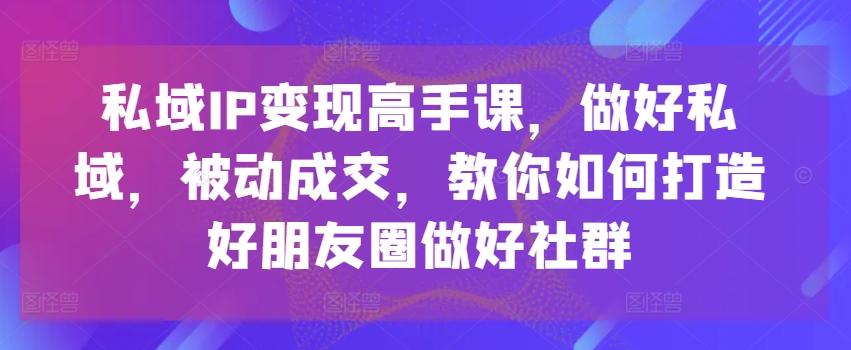 私域IP变现高手课，做好私域，被动成交，教你如何打造好朋友圈做好社群-梦凌网创