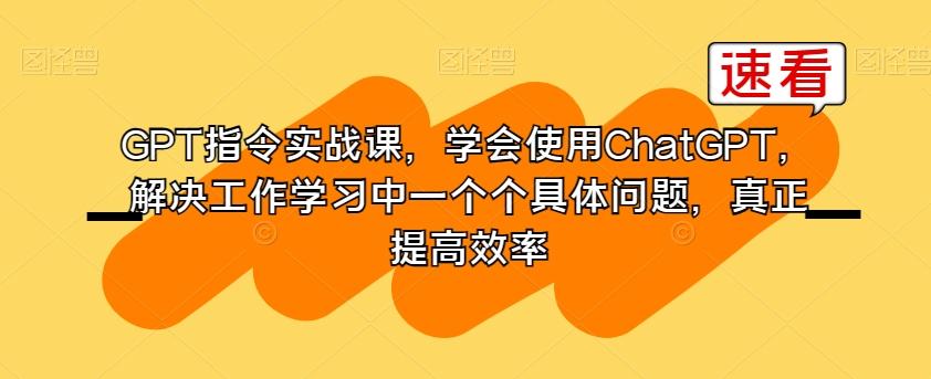 GPT指令实战课，学会使用ChatGPT，解决工作学习中一个个具体问题，真正提高效率-梦凌网创