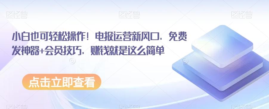 小白也可轻松操作！电报运营新风口，免费发神器+会员技巧，赚钱就是这么简单-梦凌网创