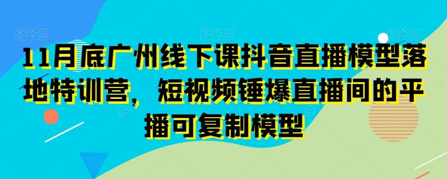 11月底广州线下课抖音直播模型落地特训营，短视频锤爆直播间的平播可复制模型-梦凌网创