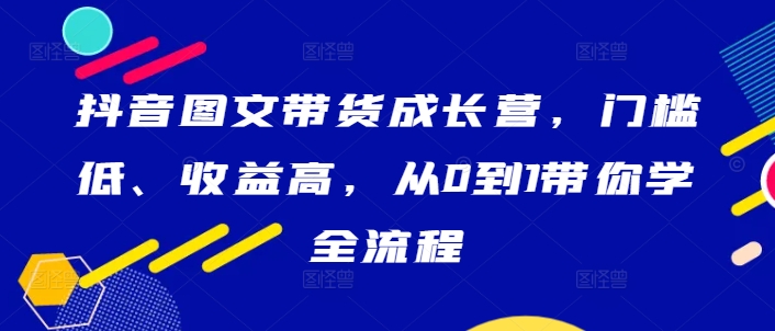 抖音图文带货成长营，门槛低、收益高，从0到1带你学全流程-梦凌网创
