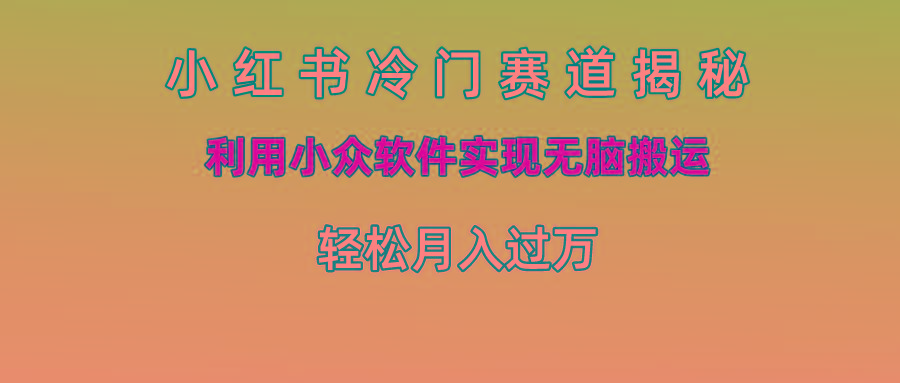 小红书冷门赛道揭秘,利用小众软件实现无脑搬运，轻松月入过万-梦凌网创