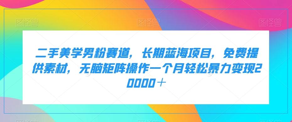 二手美学男粉赛道，长期蓝海项目，无脑矩阵操作一个月轻松暴力变现20000＋-梦凌网创