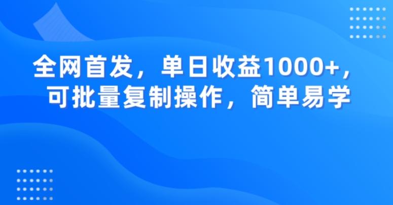 全网首发，单日收益1000+，可批量复制操作，简单易学【揭秘】-梦凌网创