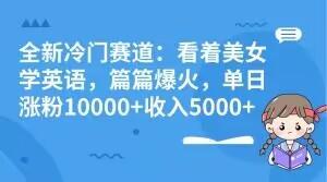 全新冷门赛道：看着美女学英语，篇篇爆火，单日涨粉10000+收入5000+-薪火元第一资源库