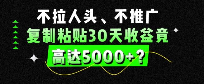 不拉人头、不推广,复制粘贴30天收益竟高达5000+?-薪火元第一资源库