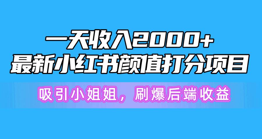 一天收入2000+，最新小红书颜值打分项目，吸引小姐姐，刷爆后端收益-梦凌网创