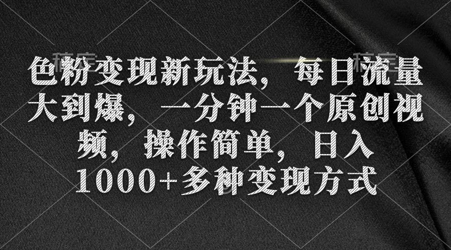 (9282期)色粉变现新玩法，每日流量大到爆，一分钟一个原创视频，操作简单，日入1…-梦凌网创