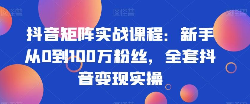 抖音矩阵实战课程：新手从0到100万粉丝，全套抖音变现实操-梦凌网创