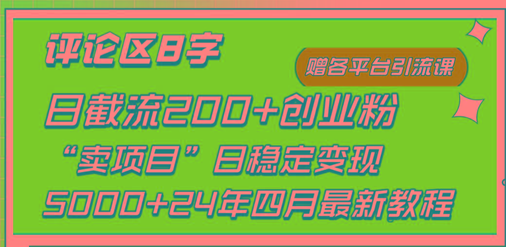 (9851期)评论区8字日载流200+创业粉  日稳定变现5000+24年四月最新教程！-薪火元第一资源库