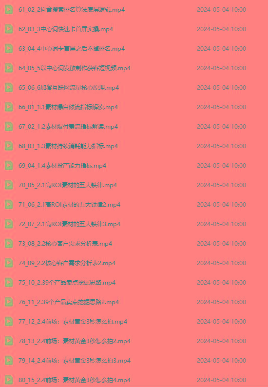 图片[4]-2024单品正价起号，直播素材投流选品：选品课+投流课+素材课+卡首屏/100节-梦凌网创