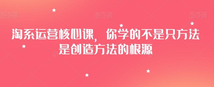 淘系运营核心课，你学的不是只方法是创造方法的根源-梦凌网创