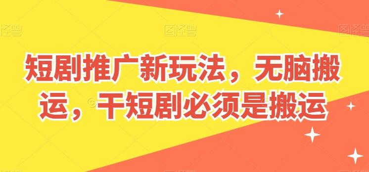 短剧推广新玩法，无脑搬运，干短剧必须是搬运【揭秘】-梦凌网创