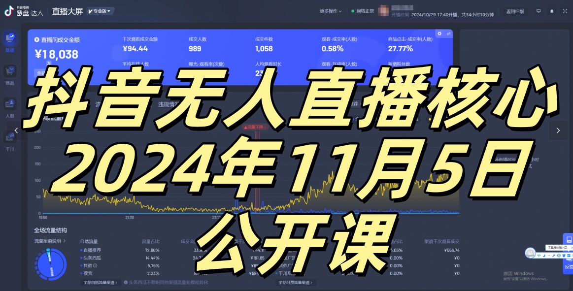 抖音无人直播核心公开课，咸鱼翻身小白可做带有睡后收入月入过万太简单【揭秘】-梦凌网创