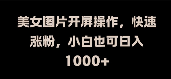 美女图片开屏操作，快速涨粉，小白也可日入1k【揭秘】-梦凌网创