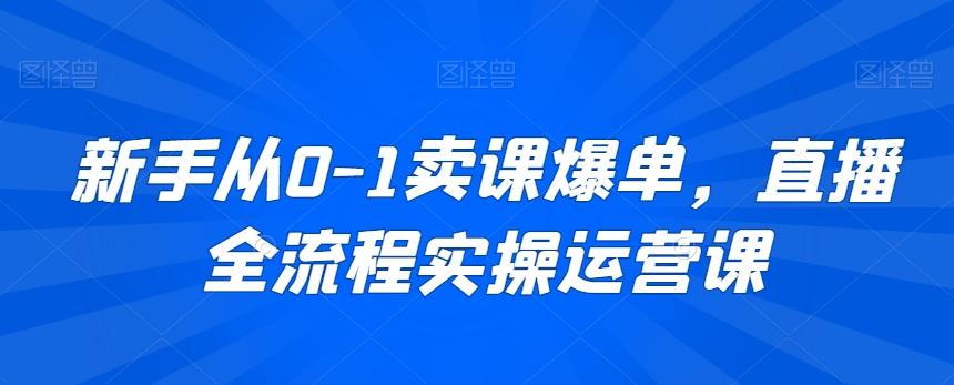 新手从0-1卖课爆单，直播全流程实操运营课-梦凌网创