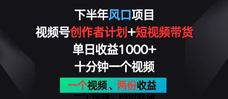 下半年风口项目，视频号创作者计划+视频带货，一个视频两份收益，十分钟一个视频【揭秘】-梦凌网创