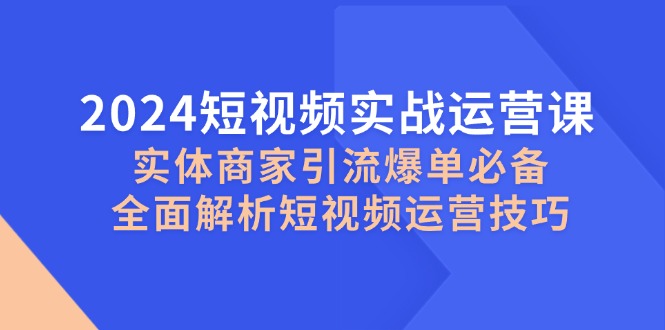 2024短视频实战运营课，实体商家引流爆单必备，全面解析短视频运营技巧-梦凌网创