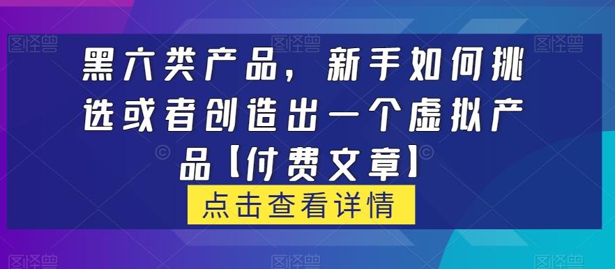 黑六类虚拟产品，新手如何挑选或者创造出一个虚拟产品【付费文章】-梦凌网创